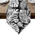 thumbnail image 1 of Palm Tree Monstera Table Runner Linen Burlap Table Runner 70 Inches Long Black White Leaf Boho Botanical Tropical Dresser Scarves for Kitchen Island Coffee Dining Room Party Holiday Decor 13"x70", 1 of 8