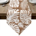 thumbnail image 1 of Palm Tree Monstera Table Runner Linen Burlap Table Runner 90 Inches Long Brown Tan Leaf Boho Botanical Tropical Dresser Scarves for Kitchen Island Coffee Dining Room Party Holiday Decor 13"x90", 1 of 8