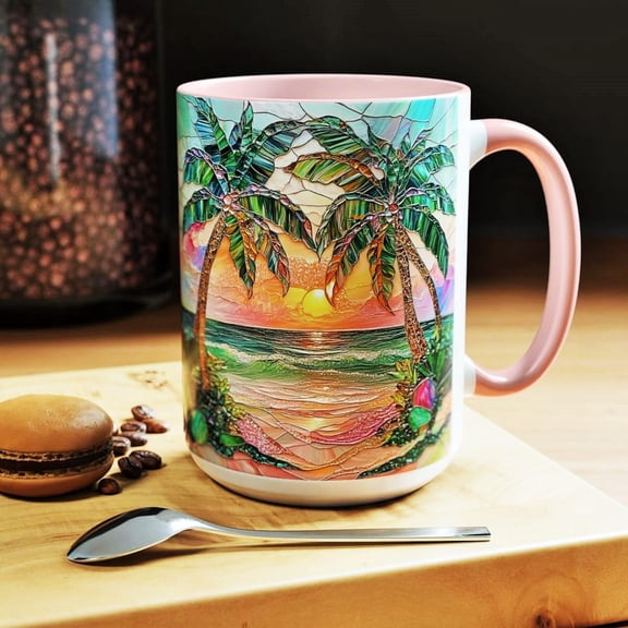 Palm Tree Morning Mug Ocean Sunrise Ceramic Coffee Cup