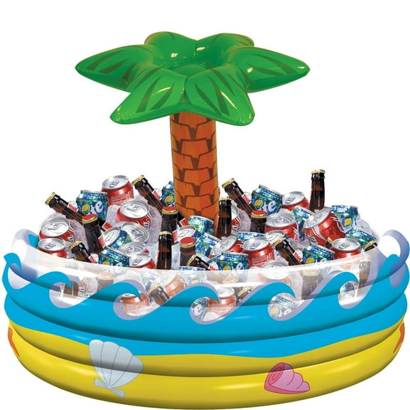 Palm Tree Oasis Inflatable Party Cooler - 14" x 29.5" | 1 Pc.