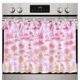 Palm Tree Oven Curtain with Tie Top, Coastal Tropical Pink Yellow ...