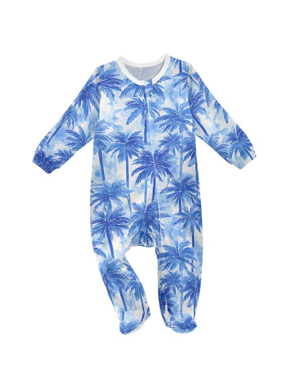 Palm Tree Paint Baby Sleeper One-Piece Footies Newborn Roomper 9Months