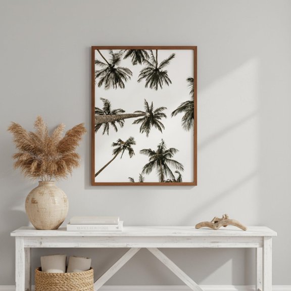 Palm Tree Pattern Matte | Tropical Palm Print Vertical Wall Art, Unframed Paper Print