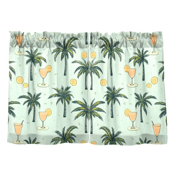 Palm Tree Pattern Tier Curtains Tier Kitchen Living Room Bedroom Balcony 2 Panels 27x36 Inch