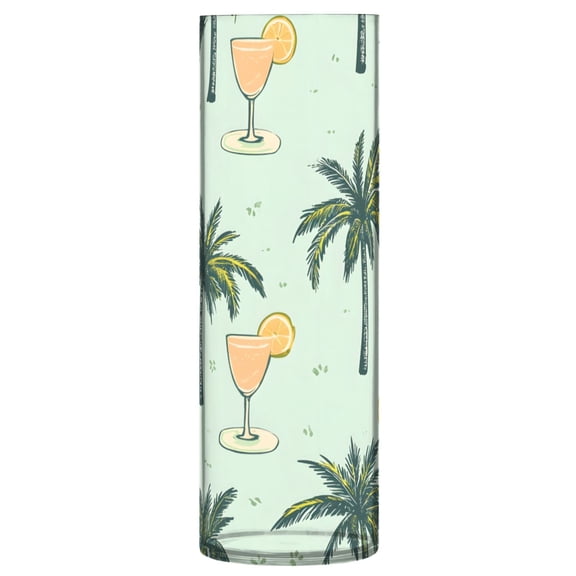 Palm Tree Pattern Vase Flower Vase Clear Unbreakable Plastic Tall Decorative 11.8in