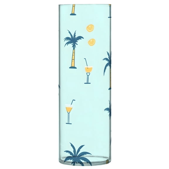 Palm Tree Pattern Vase Flower Vase Clear Unbreakable Plastic Tall Decorative 11.8in