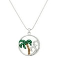 thumbnail image 1 of Palm Tree Pendant Necklace Rhinestone Crystal Rhodium Plated 17 Inch Snake Chain J0937, 1 of 3