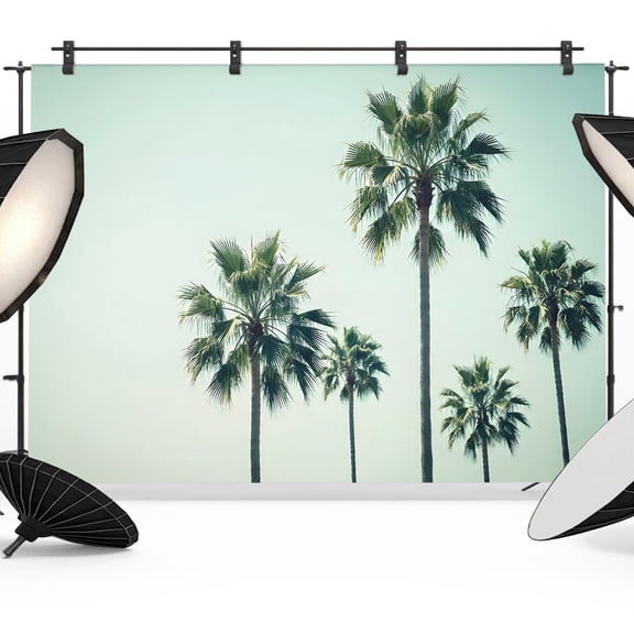 Palm Tree Photography Backdrop 7x5FT, Coastal Modern Light Green Palm Trees Photo Backdrops, Background for Photography Studio Photo Studio Background, Back Drop for Photoshoot