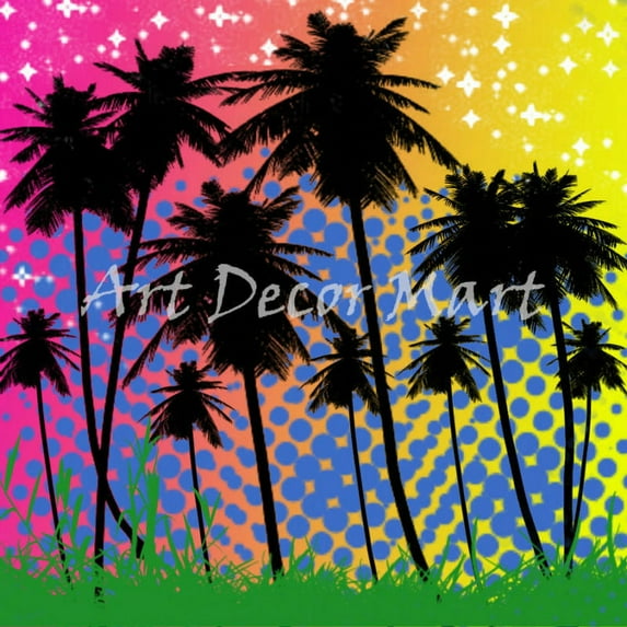 Palm Tree Pop Art - CANVAS OR WALL ART PRINT