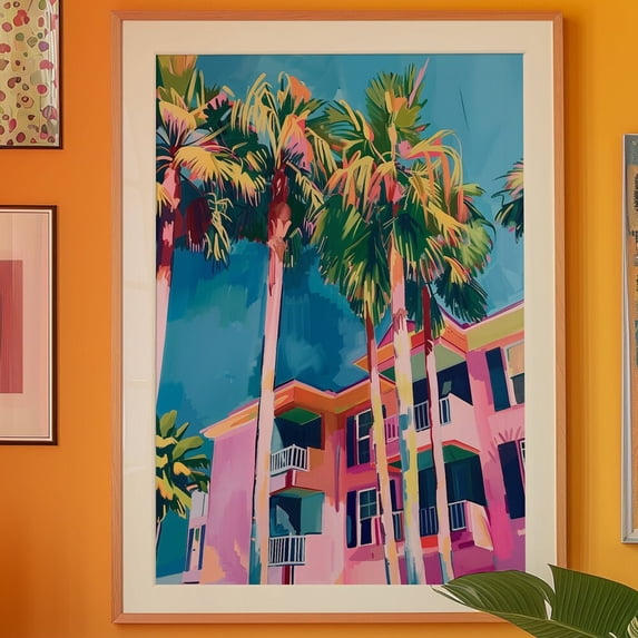 Palm Trees Rappers Palm Tree Poster Pink Wall Art Kitchen Wall Decor Eclectic Maximalist ...