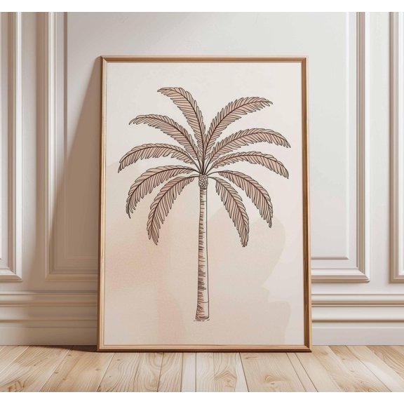 Palm Tree Poster Tropical Wall Art Minimalist Line Drawing Botanical Print Beach Decor Mod