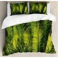 thumbnail image 1 of Palm Tree Queen Size Duvet Cover Set, Plam Tree Foliage Tropical Plants Leaves Forest Theme Exotic Natural Beauty Image, Decorative 3 Piece Bedding Set with 2 Pillow Shams, Green, by Ambesonne, 1 of 3
