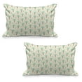 thumbnail image 1 of Palm Tree Quilted Pillowcover Set of 2, Cartoon Style Pattern with Coconut Trees and Cactus Exotic Growth, Standard Queen Size Pillow Cover for Bedroom, 36" x 20", Cream Cocoa Mint Green, by Ambesonne, 1 of 1