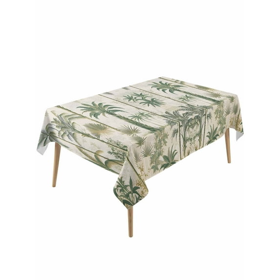 Palm Tree Rectangle Tablecloth, Sage Green Tropical Nature Plant Watercolor Waterproof & StainResistant Tablecloth, Washable Oil-proof Table Cover for Dining/Party/Wedding/Camping/Buffet 54x108 In