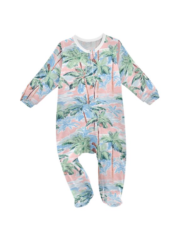 Palm Tree Retro Baby Sleeper One-Piece Footies Newborn Roomper 6Months