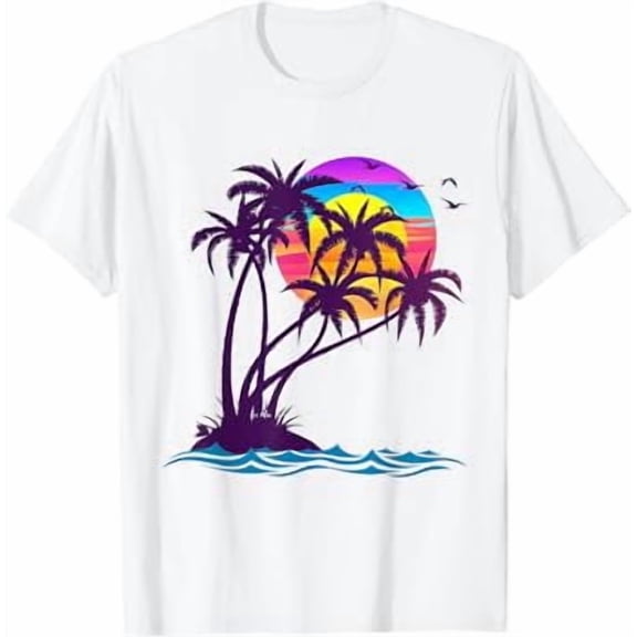 Palm Tree Retro Style Tropical Beach 60s 70s 90s Vintage T-Shirt