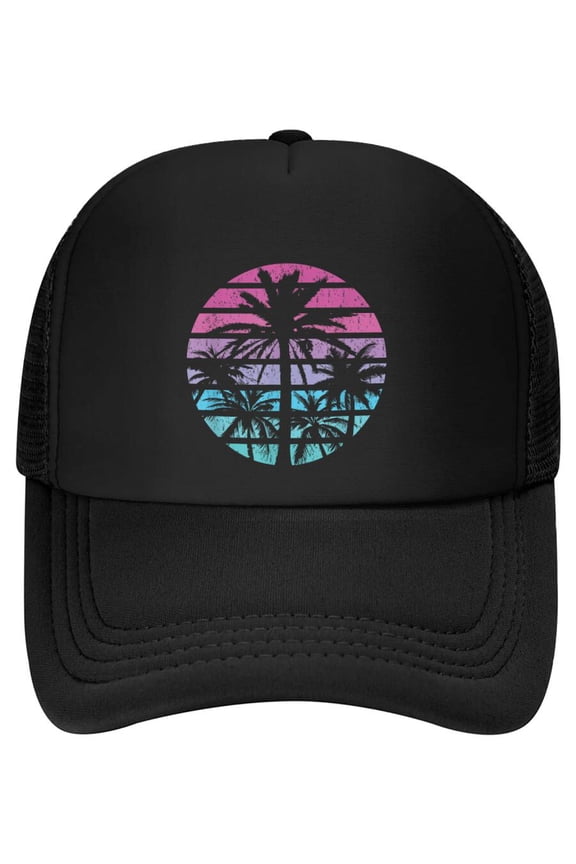 Palm Tree Retro Sunset Summer Beach Vintage Tropical Graphic Baseball Cap