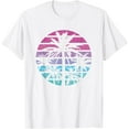 thumbnail image 1 of Palm Tree Retro Sunset Summer Beach Vintage Tropical Graphic T-ShirtMen and women, White T-shirt, size: Extra large, 1 of 4