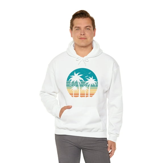 Palm Tree Retro Sunset Surf Hoodie Unisex Heavy Blend™ Hooded Sweatshirt