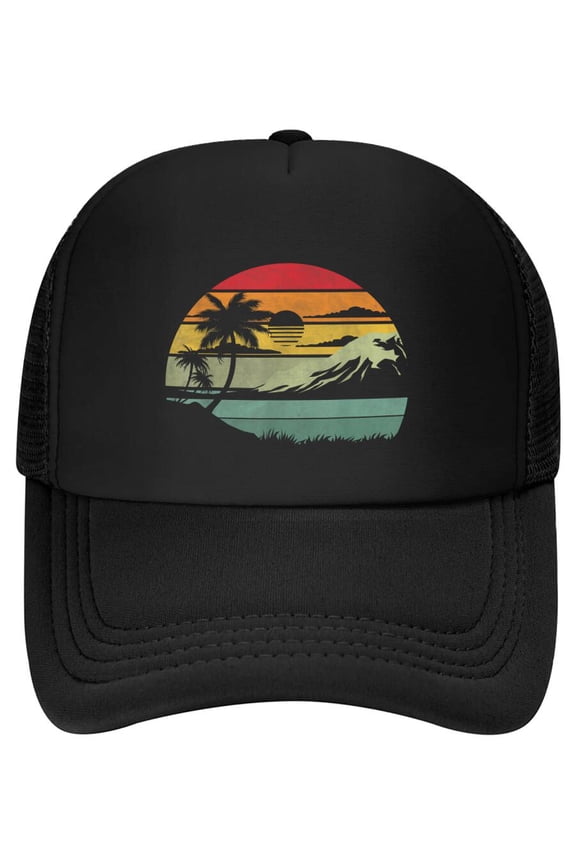 Palm Tree Retro Tropical Beach Vintage 70s 80s Style Summer Baseball Cap
