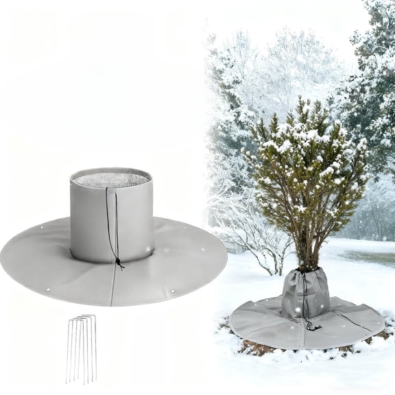 Palm Tree Root Protectors with 10Pcs Ground Nails, Reusable 3-Layers Insulation Tree Root Freeze Protectors with Drawstring Thermal Plants Root Frost Covers Trees(Gray)