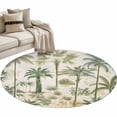 thumbnail image 1 of Palm Tree Round Area Rug 3 FT, Small Kitchen Bathroom Mat, Sage Green Tropical Nature Plant Watercolor Washable Indoor Outdoor Throw Runner Carpet Non-Shedding Doormat for Table Shower Sofa Entryway, 1 of 9