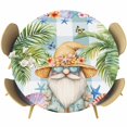 thumbnail image 1 of Palm Tree Round Tablecloth, Fitted Table Cover with Elastic for 55"-60" Round Tables, Butterfly Gnomes Coastal Starfish Shell Plaid Table Cloth Outdoor Indoor Dinning Party Waterproof Tablecloths, 1 of 7
