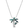 thumbnail image 1 of Palm Tree & Sea Turtle Pendant Necklace Abalone Shell Rhodium Plated 17 Inch Link Chain J1046, 1 of 3