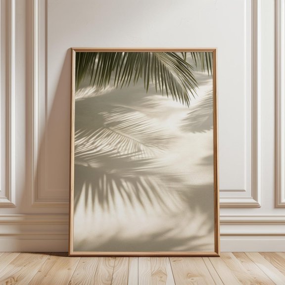 Palm Tree Shadow Wall Decor Neutral Coastal Art Home Room Interior Decorative Display