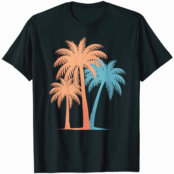 Palm Tree Shirts for Men, Sunset Beach Hawaiian Summer Vacation Short Sleeve T-Shirt