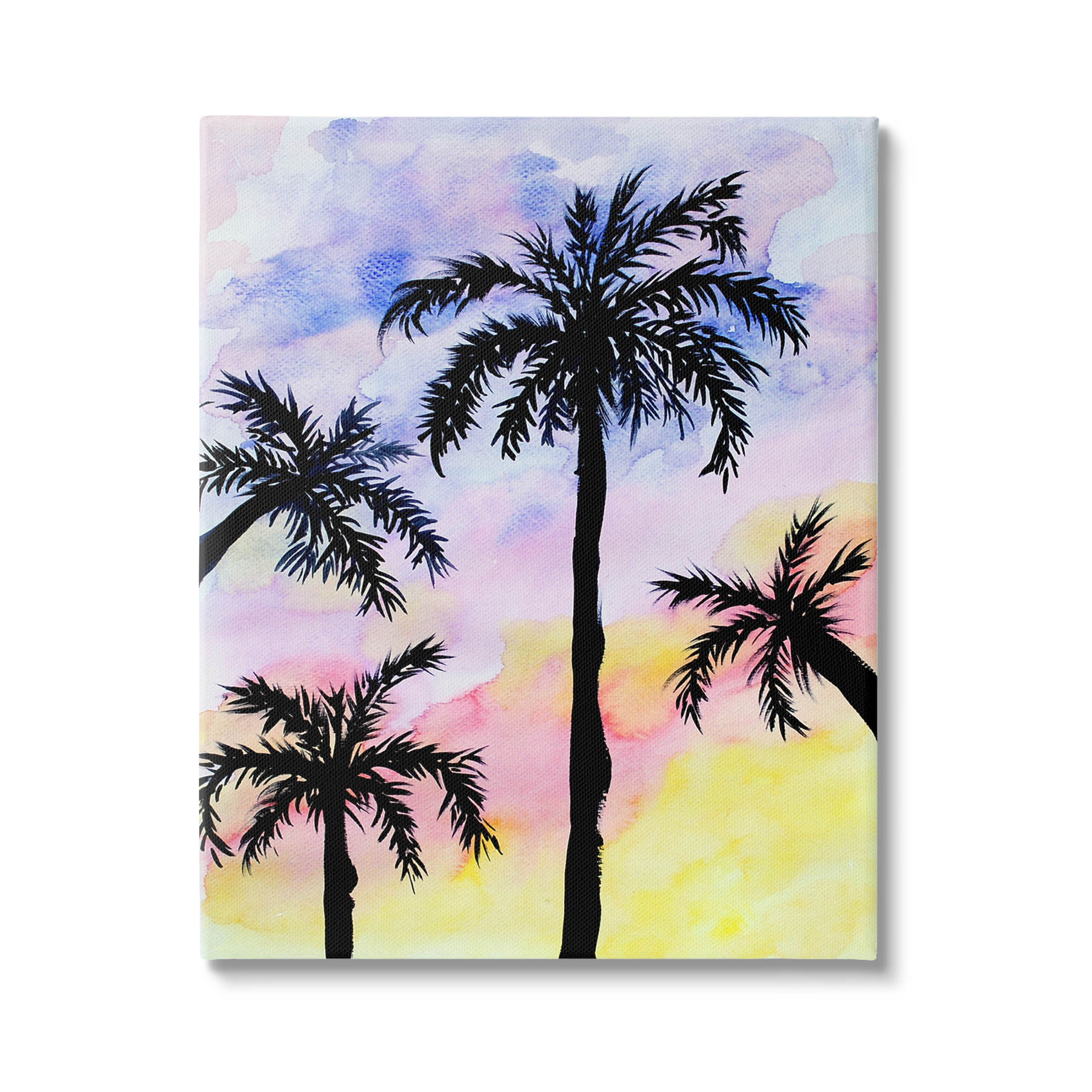 Palm Tree Silhouettes Sunset Sky Botanical & Floral Graphic Art Gallery Wrapped Canvas Print Wall Art