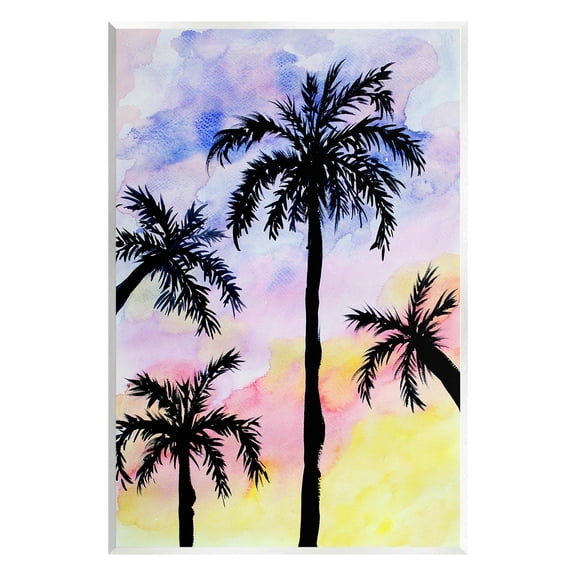 Palm Tree Silhouettes Sunset Sky Botanical & Floral Graphic Art Unframed Art Print Wall Art