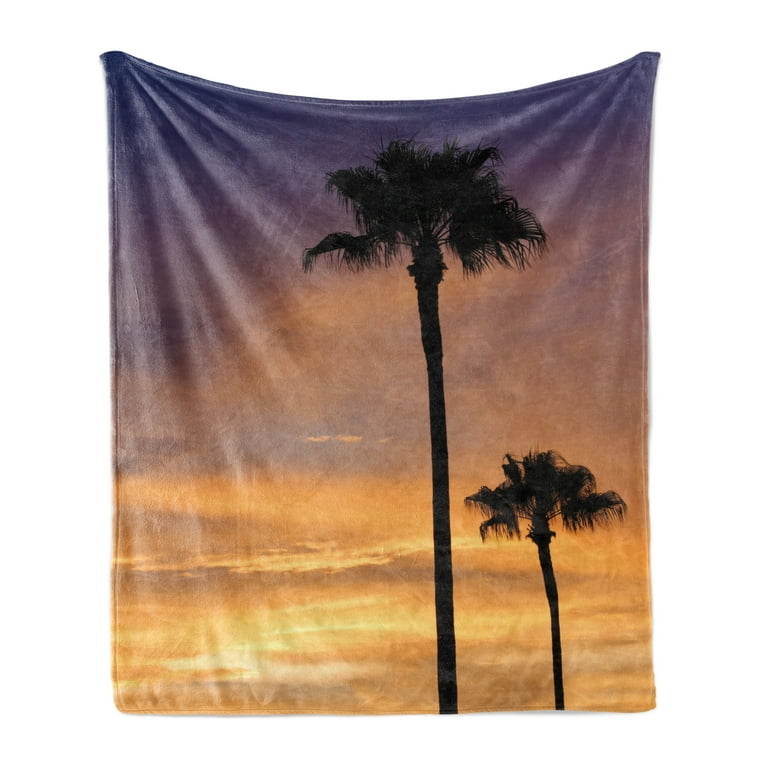 Palm Tree Soft Flannel Fleece Blanket PalmTrees Twilight in