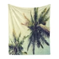thumbnail image 1 of Palm Tree Soft Flannel Fleece Throw Blanket, Coconut Trees on Tropical Beach Caribbean Coastline Ocean Summer, Cozy Plush for Indoor and Outdoor Use, 50" x 70", Pale Yellow Green Brown, by Ambesonne, 1 of 6