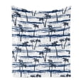 thumbnail image 1 of Palm Tree Soft Flannel Fleece Throw Blanket, Pattern Sea Summer Romantic Beach Island Silhouette Tropics, Cozy Plush for Indoor and Outdoor Use, 50" x 70", Navy Blue, by Ambesonne, 1 of 5