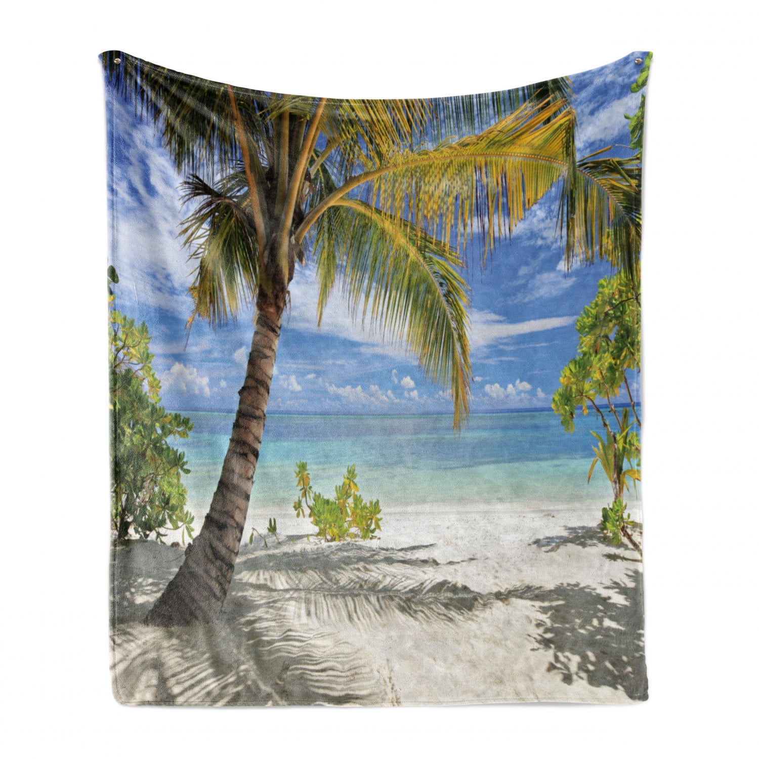 Premium Fleece Sherpa Blanket Paradise At Dusk Palm Trees Beach Ocean Sunset Comfy Warm Throw Blanket Home Goods Decor hotsell Art By Aja