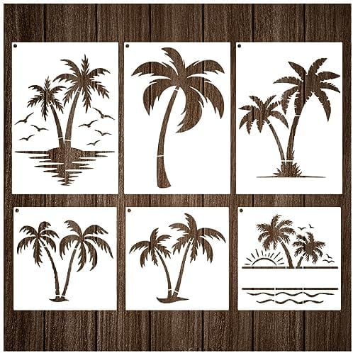Palm Tree Stencils - Reusable Beach Stencils for Painting on Wood, Canvas, Walls - DIY Nature Summer Theme Projects - Small & Large Sizes