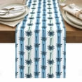 thumbnail image 1 of Palm Tree Striped Table Runner - 120 Inch Long, Kitchen Dining Table Runner Dresser Scarves, Summer Tropical Plant Blue Green Lines Farmhouse Decor for Coffee Tables Wedding Party Banquet, 1 of 8