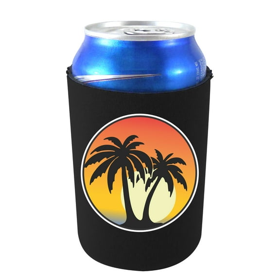 Palm Tree Sunset Can Coolie (Black)