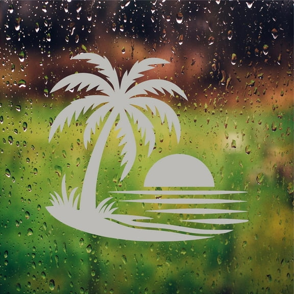 Palm Tree Sunset Etched Glass Decals for Shower Doors  Windows - Vinyl Bathroom Dcor