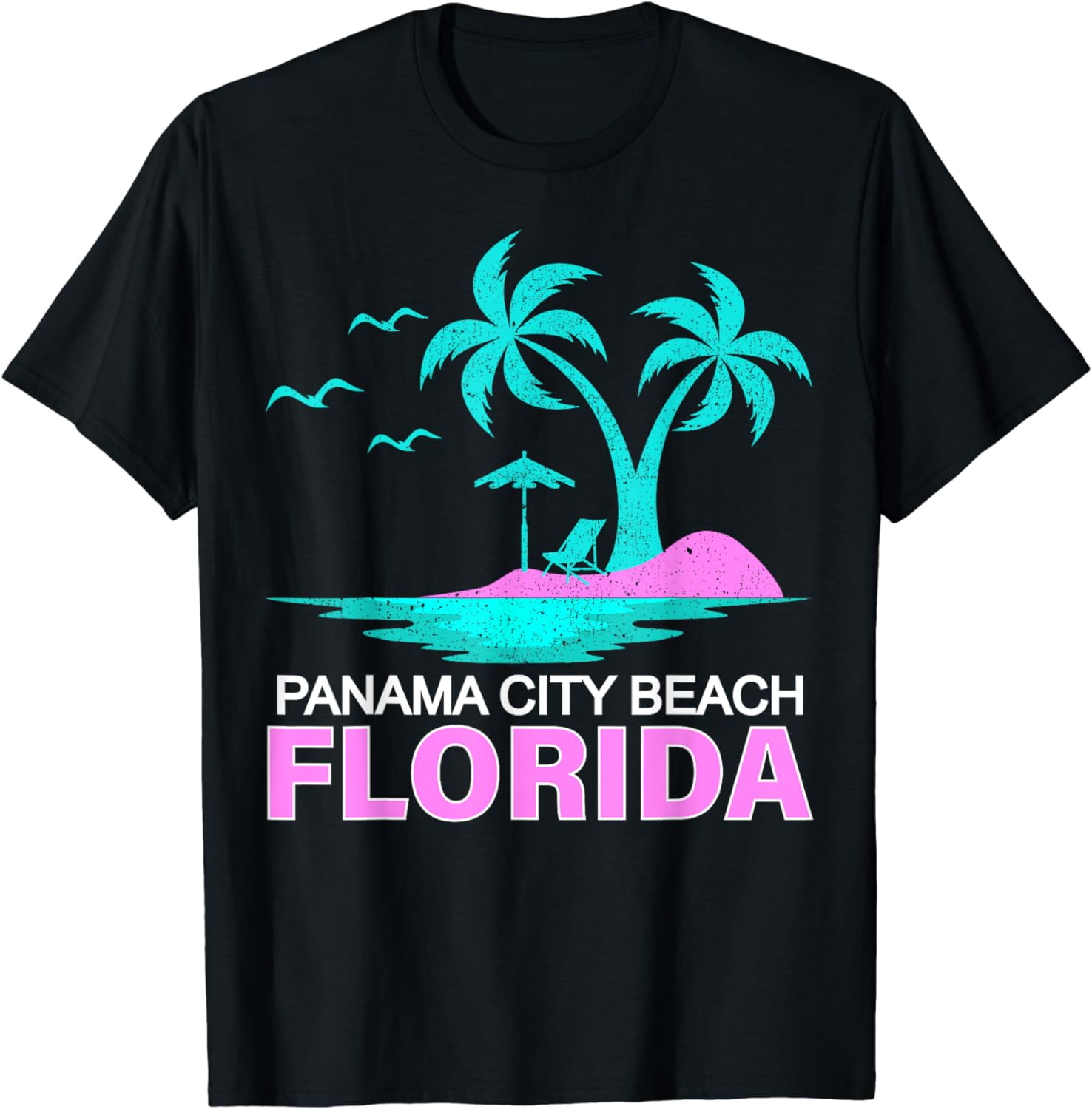 Palm Tree Sunset Summer Vacation Florida Panama City Beach Cotton T
