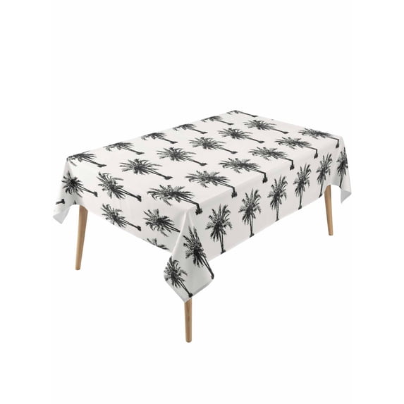 Palm Tree Table Cloth, Waterproof Tablecloth for Rectangle Tables, Farmhouse Summer Botanical Green Tropical Plants Reusable Washable Fabric Table Cover for Restaurant Kitchen Dining Tables 54"x108"