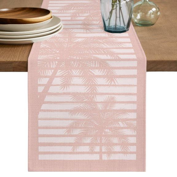 Palm Tree Table Runner 36 Inches,Short Dining Table Runners Dresser Scarves,Pink Summer Tropical Plants Silhouettes Kitchen Coffee Tablerunner for Tabletop Party Birthday Holiday Wedding 13"x36"