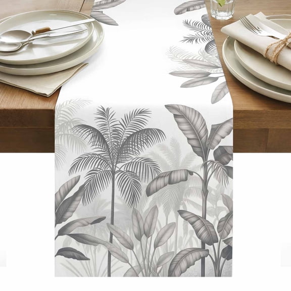 Palm Tree Table Runner Summer Tropical Plants Retro Banana Trees Tablerunners 13 x 36 Inch, Table Decorations Tabletop Scarf for Summer Gathering Holiday Farmhouse Kitchen Dining Decor