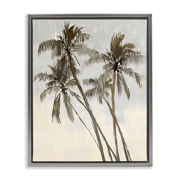 Stupell Industries Palm Tree Tango Gray Framed Floater Canvas Wall Art, design by Creative Studio, 21 x 17