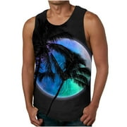 DDAPJ PYJU Palm Tree Tanks Tops for Mens Cool Printed Graphic Sleeveless Tank Top Muscle Shirt for Workout Gym Jogging
