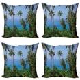 thumbnail image 1 of Ambesonne Tropical Throw Pillow Cover 4 Pack, Ocean Jungle Beauty, 16", Blue Green, 1 of 5