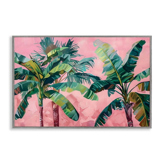 Stupell Industries Palm Tree Tops on Pink Gray Framed Giclee Art, design by LSR Design Studio, 20 x 30