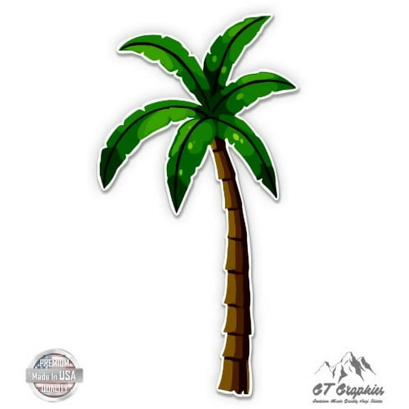 Palm Tree Tropical - 3" Vinyl Sticker - For Car Laptop I-Pad Phone Helmet Hard Hat - Waterproof Decal