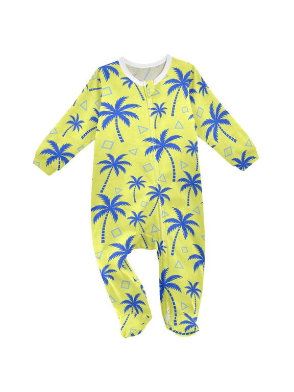 Palm Tree Tropical Baby Sleeper One-Piece Footies Newborn Roomper 6Months